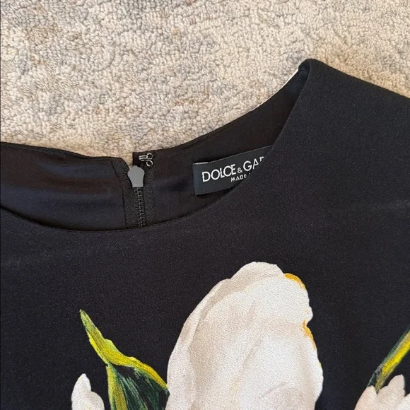 Dolce & Gabbana Black and White Floral Long Sleeve Dress - Picture 2 of 6